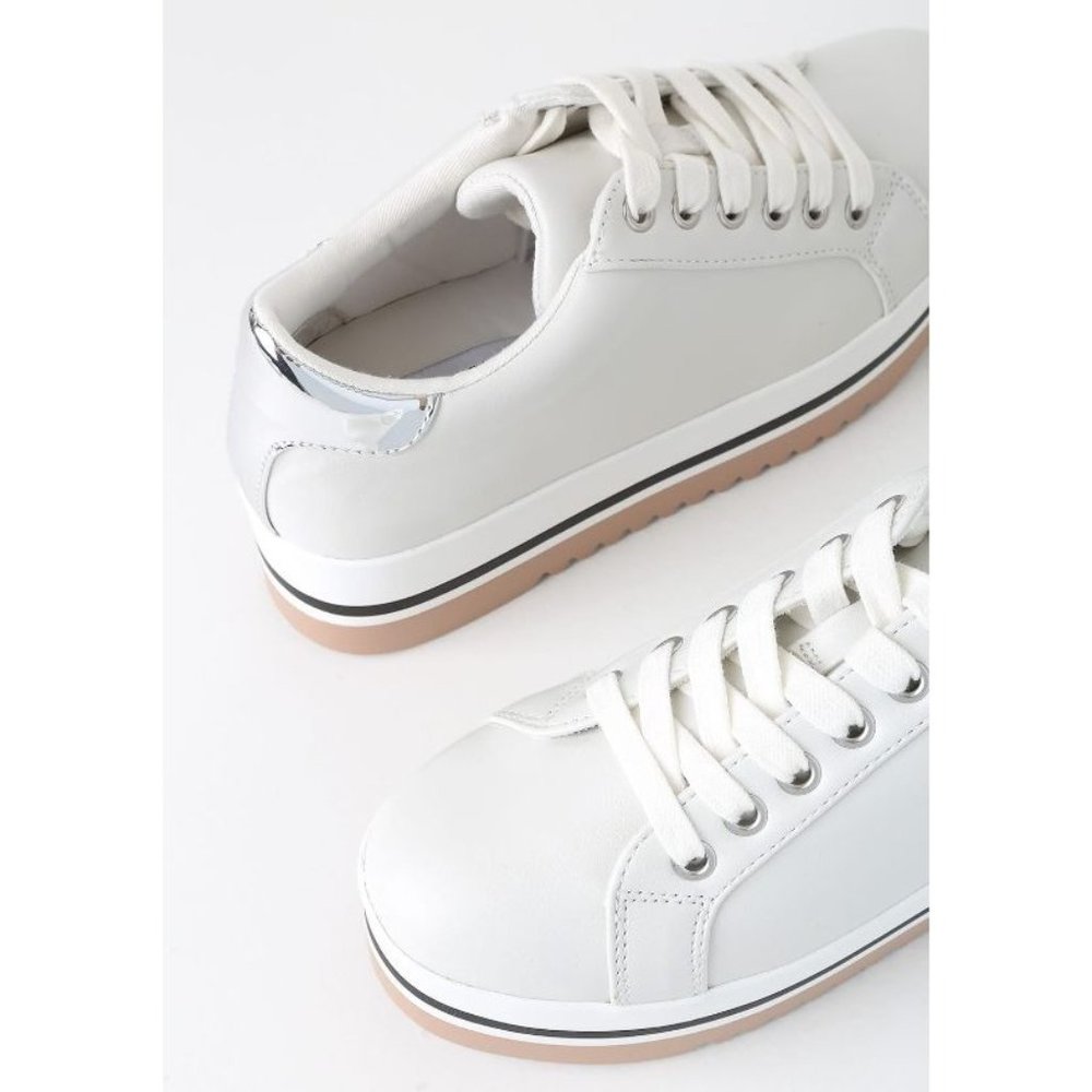 Steve Madden Women's White Alley Lace-Up Casual Shoes Platform Sneakers Sz 8.5M - Picture 4 of 12